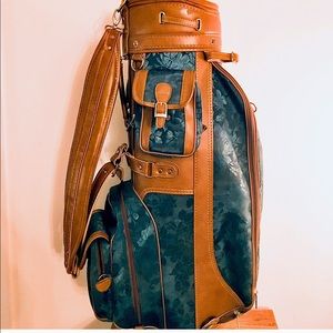Vtg Bennington 6Way Rose-Print+Leather Golf Bag